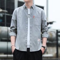 Áo Sơ Mi Nam Xuân Thu Bé Trai Rửa Oxford Quay Không Sắt Áo Sơ Mi Công Sở Nam Slim-fit Retro Chắc Chắn n 's