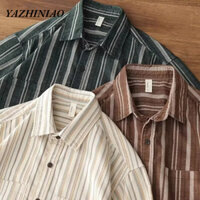 Áo sơ mi nam YAZHINIAO Nhật Bản cổ điển văn học giản dị dáng rộng hit áo khoác cặp đôi khiêu dâm