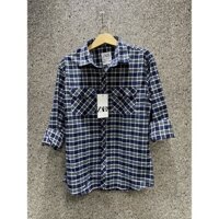 Áo sơ mi nam ZARA tay dài caro XANH ĐEN CHỈ XANH LÁ - Phong cách Hàn Quốc