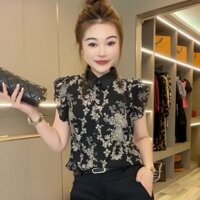 Áo Sơ Mi Ngắn Tay Cổ Lá Sen Phong Cách retro Thời Trang Mùa Hè Mới Dành Cho Nữ