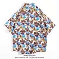 Áo sơ mi ngắn tay in hình cây dừa mùa hè Hawaii Unisex