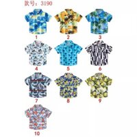 Áo sơ mi ngắn tay in hình cây dừa phong cách bãi biển cổ điển cho bé trai mới