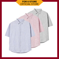Áo sơ mi ngắn tay kẻ sọc nam nữ chất vải oxford, sơ mi cộc tay basic form unisex, không nhăn cao cấp