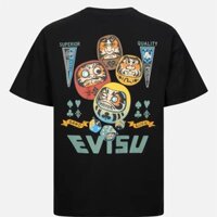 Áo sơ mi ngắn tay mới EVISU, áo thun cotton nguyên chất, áo thun nam, vui nhộn và in họa tiết Damo