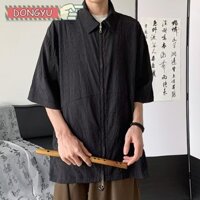 Áo sơ mi ngắn tay nam mới hợp thời trang thương hiệu áo sơ mi cao cấp hợp thời trang áo khoác dây kéo rộng