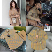 Áo sơ mi ngắn tay nam nữ bbr loang màu rách gấu kẻ sọc caro