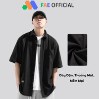 Áo sơ mi ngắn tay nam nữ chất vải sợi polyester cotton 300 gsm cộc basic unisex đứng form rộng không nhăn FAE OFFICIAL