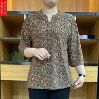 Áo sơ mi nhỏ tay ba phần tư hoa cao cấp mới dáng rộng phù hợp giữa @ -
