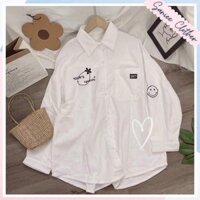 Áo sơ mi nhung tăm nữ thêu hoa nổi dày dặn Saniee Clother