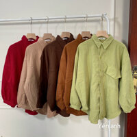 Áo sơ mi nhung tăm tay bồng