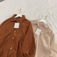 Áo Sơ mi Nhung  Thời trang nữ  Form rộng thoải mái  Nhiều màu - Nâu