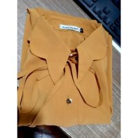 Áo sơ mi nữ, áo kiểu nữ công sở tay dài cổ gợn sóng thắt nơ, ÁO SƠ MI TRƠN LỤA mềm mịn siêu xinh, sang trọng, thanh lịch