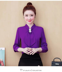 Áo Sơ Mi Nữ Áo Nữ Áo Kiểu Áo Cổ Nơ Kết Cườm 42-70kg - H564