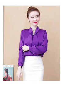 Áo Sơ Mi Nữ Áo Nữ Áo Kiểu Áo Cổ Nơ Kết Cườm 42-70kg - H564