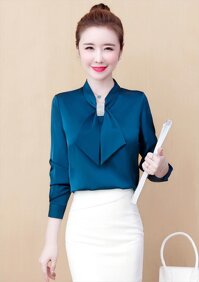 Áo Sơ Mi Nữ Áo Nữ Áo Kiểu Áo Cổ Nơ Kết Cườm 42-70kg - H564