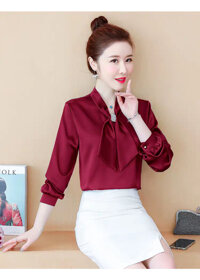 Áo Sơ Mi Nữ Áo Nữ Áo Kiểu Áo Cổ Nơ Kết Cườm 42-70kg - H564