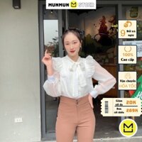 Áo sơ mi nữ, áo sơ mi cổ bèo munmun dài tay