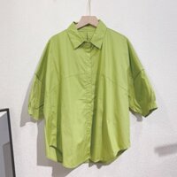 Áo sơ mi nữ, áo sơ mi phom rộng tay lỡ bo tay cầu vai hở lưng đơn giản, lịch sự