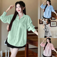 Áo Sơ Mi Nữ Bigsize Sọc Tay Dài Kiểu Lưng Thắt Nơ Sau Form Rộng Dễ Thương Cao Cấp Mịn Cho Nàng 50-95kg