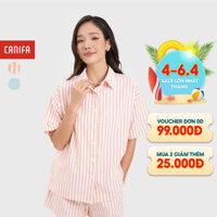 Áo sơ mi nữ CANIFA ngắn tay cổ đức form suông rộng có hình in 6TH25S005
