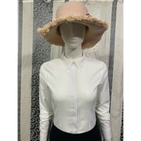 Áo Sơ Mi Nữ Cao Cấp Kim Chiu, Màu Trắng Gấu Nút, Cổ Ren Trắng, Tay Dài Vải Kate Mỹ Đẹp Ít Nhăn Giãn Nhẹ. SMTD09