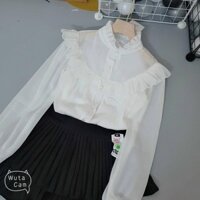 Áo sơ mi nữ chất voan form rộng công sở kiểu dài tay đẹp