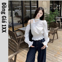 Áo Sơ Mi Nữ Chễ Vai Kết Hợp Dây Buộc Tạo Hình Nơ