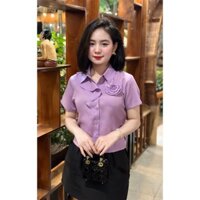 Áo Sơ Mi Nữ. Cổ Bèo Phối Hoa Chất Nhuyễn Mềm Mát. Mã P1
