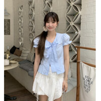Áo sơ mi nữ cổ chữ V cổ chữ V kiểu Pháp