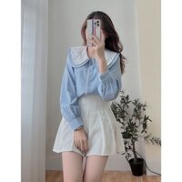 Áo sơ mi nữ cổ sen viền - Áo kiểu công sở mẫu mới hè 2022