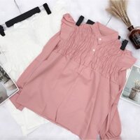 Áo sơ mi nữ cổ trụ viền bèo PC cực xinh 💘