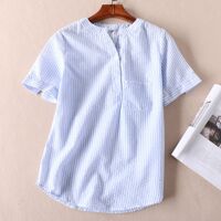 Áo sơ mi nữ cổ V kẻ sọc SM51 - L