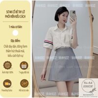 Áo Sơ Mi Nữ Công Sở (Có Bigsize) Cổ Bẻ Tay Lỡ Phối Viền Kiểu Cách Phong Cách Hàn Quốc