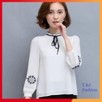 Áo Sơ Mi Nữ Công Sở Dài Tay Cổ Trụ S006 - Lolla_Fashion