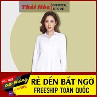 Áo sơ mi nữ công sở dài tay, màu trắng chất vải cotton  Áo sơ mi nữ Thái Hòa 047-01-01  ྇