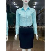 Áo sơ mi nữ công sở Hoàng Đức 3998 dài tay xanh ngọc trơn chất vải cotton