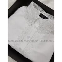 Áo sơ mi nữ công sở Ngoc Design nẹp kẹp ren trắng - Sơ mi cổ bẻ dáng suông vừa thanh lịch chống bai chống nhăn nhàu