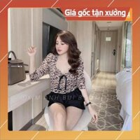 ÁO SƠ MI NỮ DA BÁO CỔ U ĐÍNH NƠ ĐEN CAM KẾT HÀNG ĐẸP CHUẨN - ANHStore Hot Trend - ANHStore GIÁ RẺ