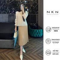 Áo sơ mi nữ dài tay, áo sơ mi kiểu NKN Calista màu be, thiết kế sang trọng, chất liệu cao cấp.