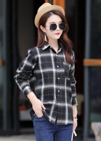 Áo Sơ Mi Nữ Dài Tay Caro TS351 Thời Trang PONIVA Cao Cấp Chất Vải Mềm Mịn Thoáng Mát Chuẩn Form - Đen - L