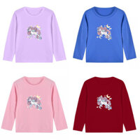 Áo sơ mi nữ dài tay cổ tròn trẻ em tự nhiên 5 6 Áo thun Cotton bền cho trẻ em 10 - 11 tuổi