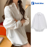 Áo sơ mi nữ dài tay đuôi tôm nữ form rộng MADELA kiểu dáng basic, sơ mi trắng form rộng tay dài - Hàng mới về
