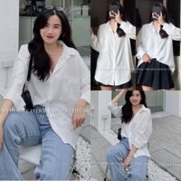 Áo sơ mi nữ dài tay fom rộng, áo sơ mi nữ trắng dài tay chất lụa Hàn oversize