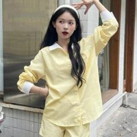 Áo Sơ Mi Nữ Dài Tay Form Rộng chất vải thoáng mát ulzzang kiểu hàn babydoll kiểu nữ tông màu xinh dễ phối đồ SM02 Haluna