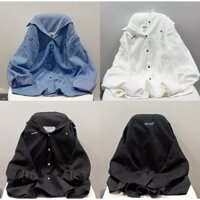 Áo Sơ Mi Nữ Dài Tay Form Rộng Thêu Chữ OCTOBER Vải Nhung Tăm Phong Cách , Áo khoác sơ mi unisex Nam Nữ