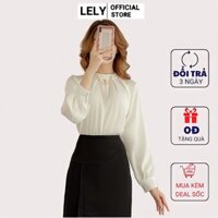 Áo sơ mi nữ dài tay LELY form rộng cổ trụ màu trắng công sở cao cấp A964 đi làm đi học