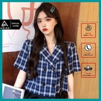 Áo sơ mi nữ đẹp, Áo sơ mi caro nữ phong cách Hàn Quốc M105