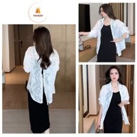 Áo sơ mi nữ đi biển, khoác ngoài chất voan hoa ép phong cách trẻ trung, cá tính Saheza SM013
