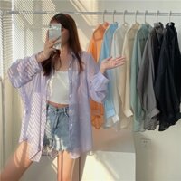 Áo sơ mi nữ đi biển voan tàng hình - Áo khoác nhẹ oversize mix cùng 2 dây siêu xinh