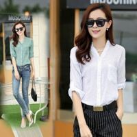 Áo sơ mi nữ Đũi Việt dáng suông, áo cổ tàu, chất vải đũi mỏng mềm ,thoáng mát S172 - Trắng - L
